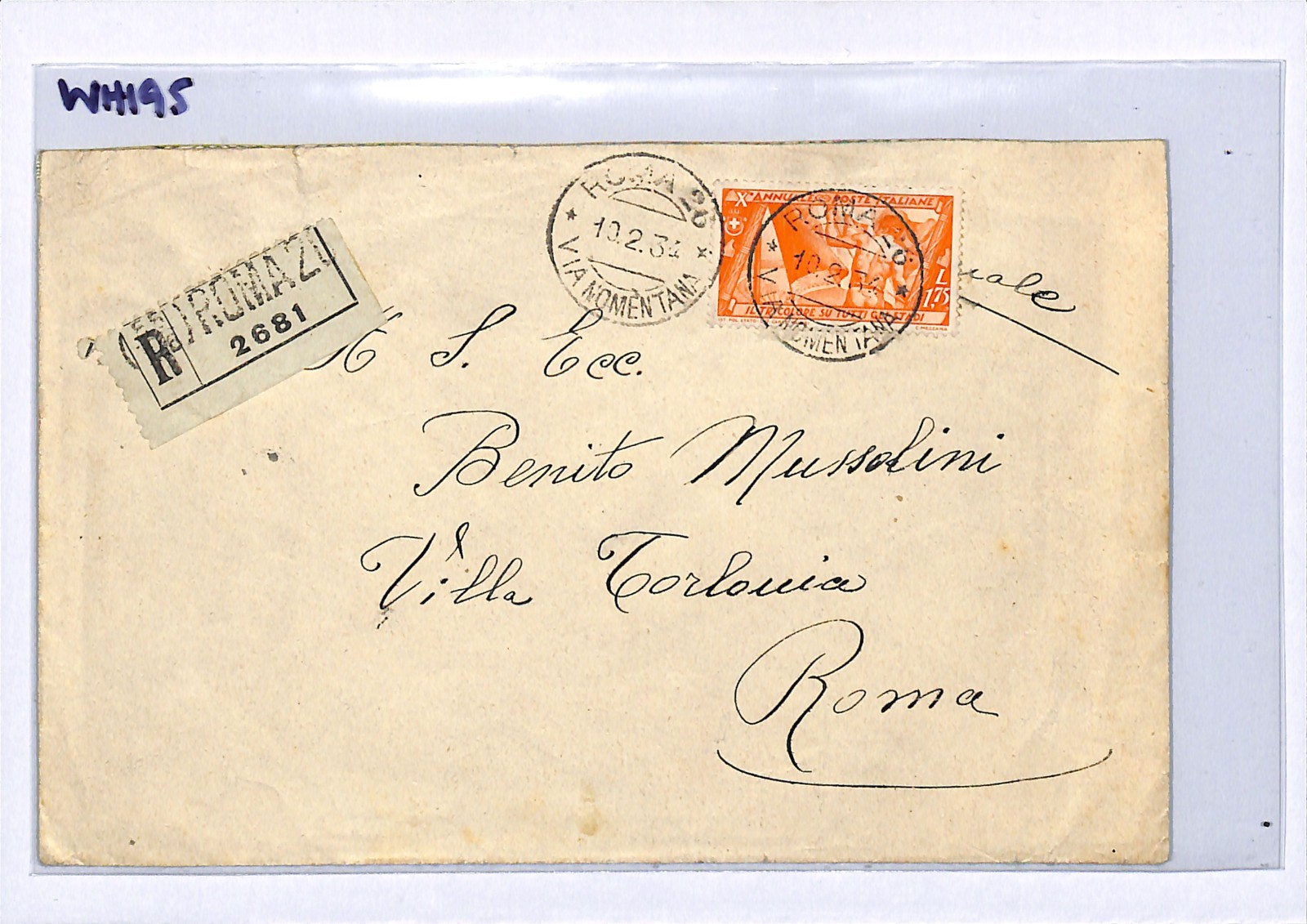 ITALY Cover *BENITO MUSSOLINI* MAIL Addressed Rome Registered 1934 Local WH195 - Image 5