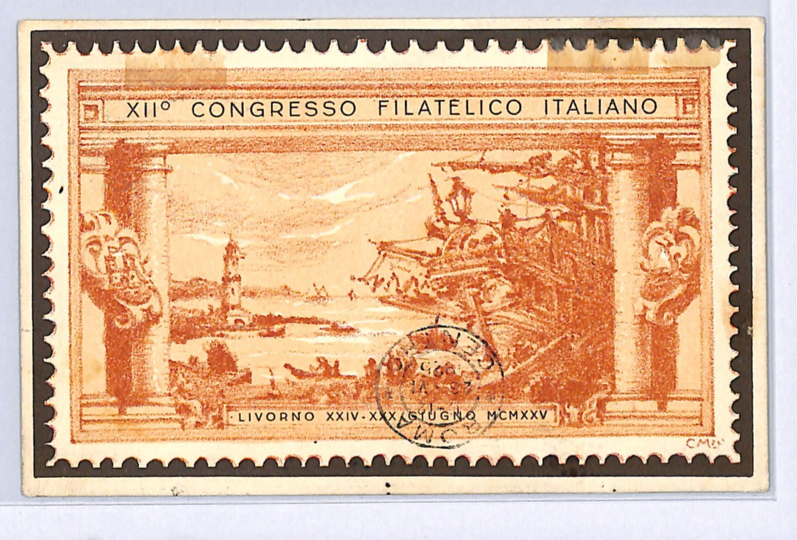 ITALY EXHIBITION Air Mail Label Card 1925 PHILATELIC CONGRESS Livorno Rome WQ17 - Image 3