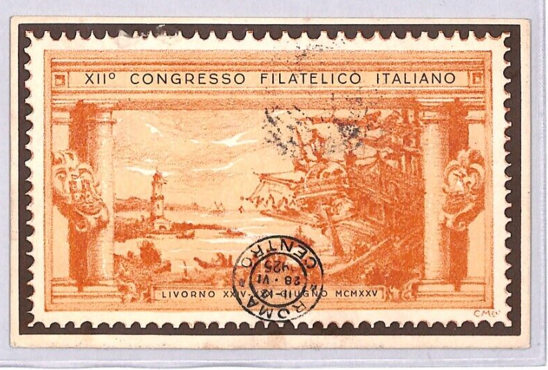 ITALY Postcard LIVORNO PHILATELIC CONGRESS 1925 Rome Air Mail{samwells}YG219 - Image 3