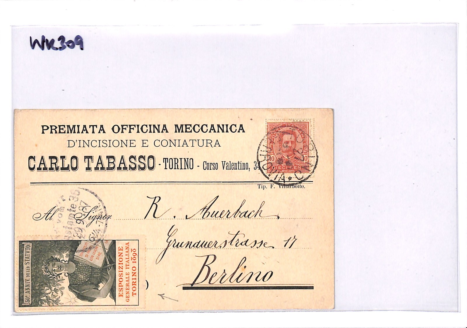 ITALY Postcard *TURIN EXHIBITION* 1897 ART Early EXPO LABEL Berlin Mail WK309 - Image 11