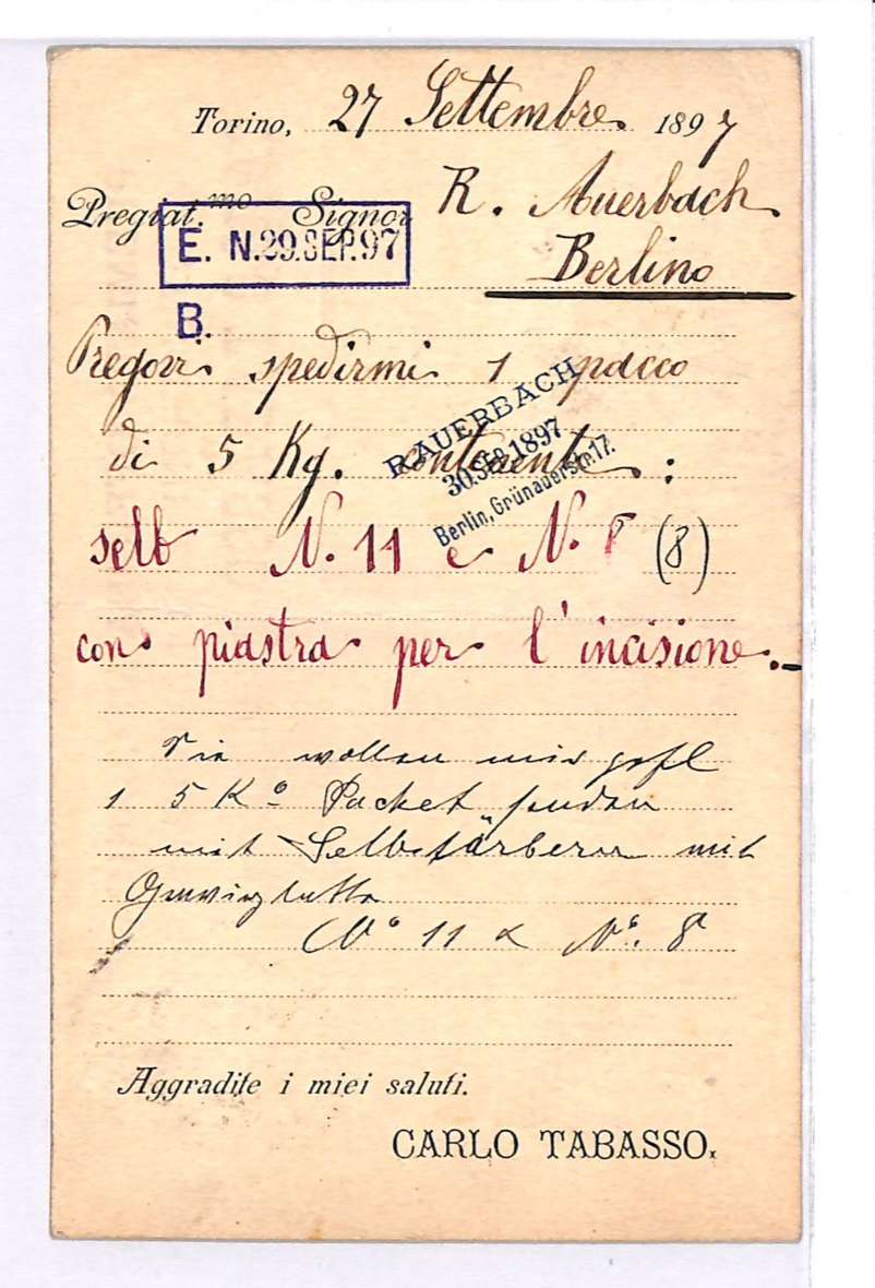 ITALY Postcard *TURIN EXHIBITION* 1897 ART Early EXPO LABEL Berlin Mail WK309 - Image 3