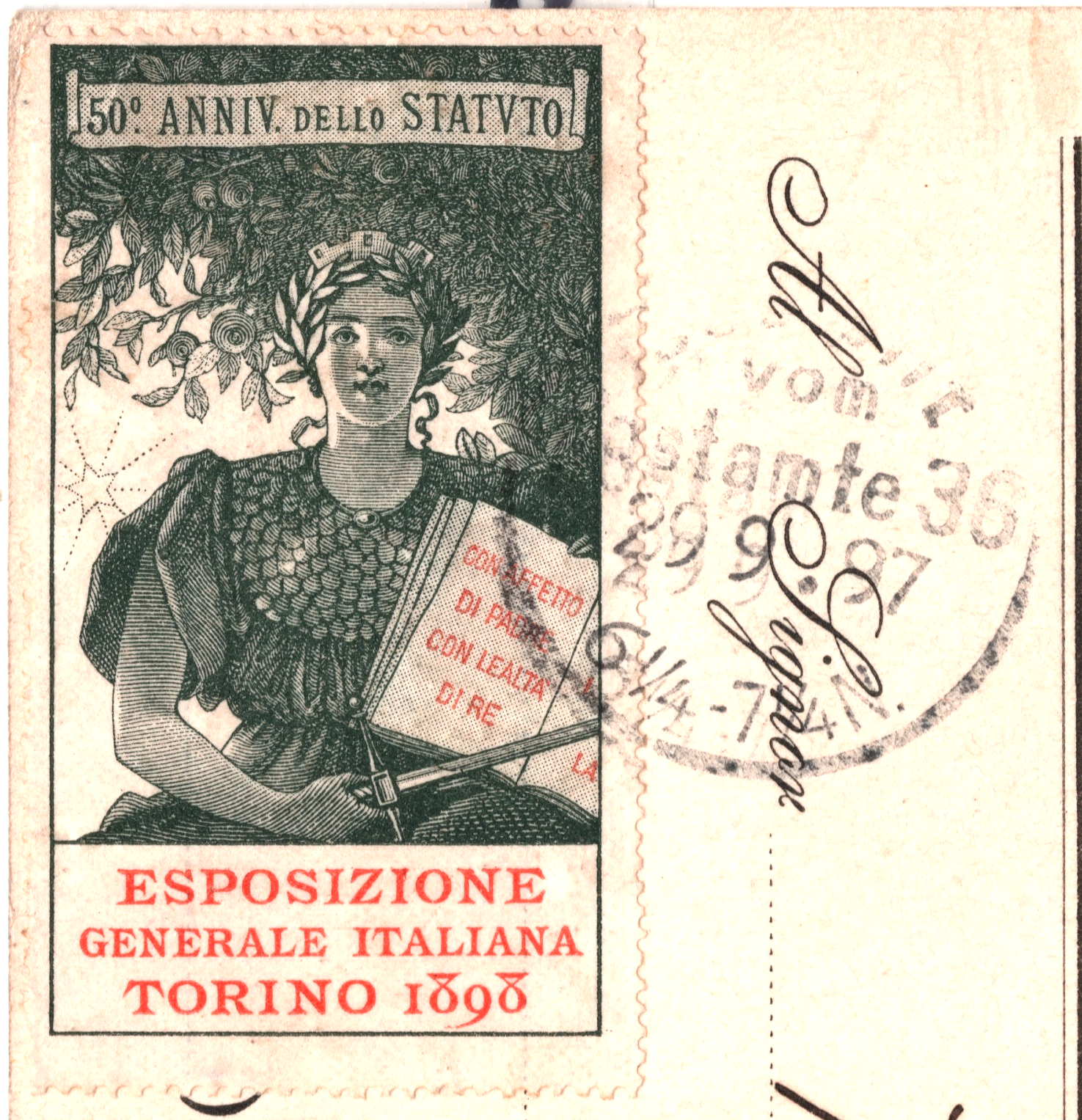 ITALY Postcard *TURIN EXHIBITION* 1897 ART Early EXPO LABEL Berlin Mail WK309