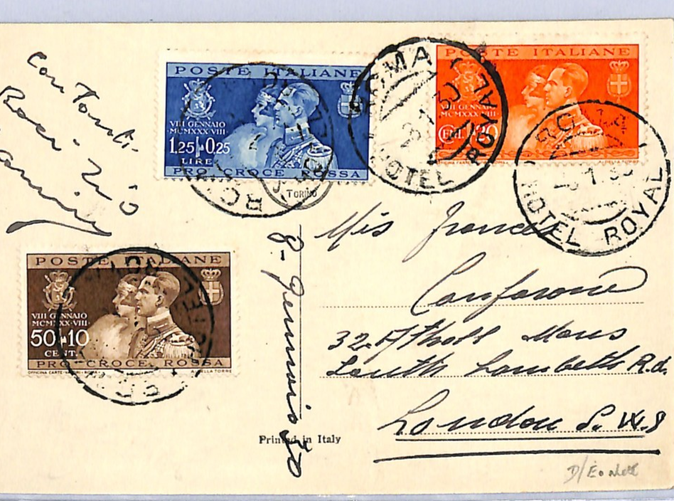 ITALY ROYALTY 1930 FDC Prince Humbert Set MARIA Postcard *HOTEL ROYAL* CDS WH194