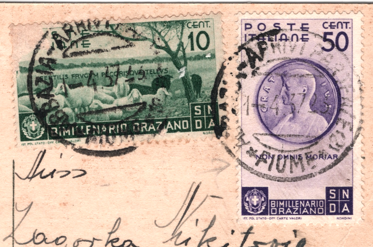 ITALY USED CROATIA Postcard *ABBAZIA-FIUME* 1937 TPO Railway Mail Serbia WG58