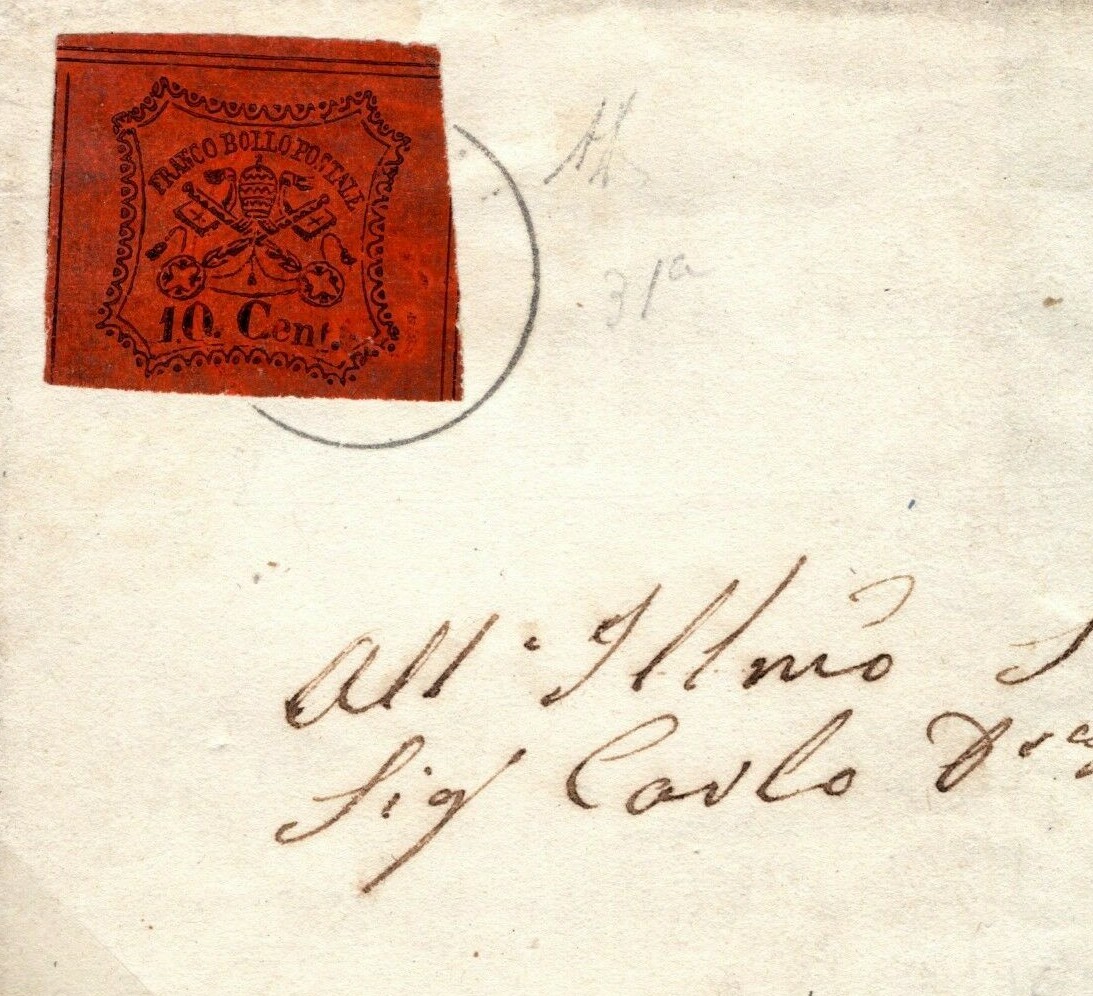 Italy PAPAL STATES Cover 20c Black/Copper Red 1868 Scott.16 c$235 {samwells}F05a - Image 17