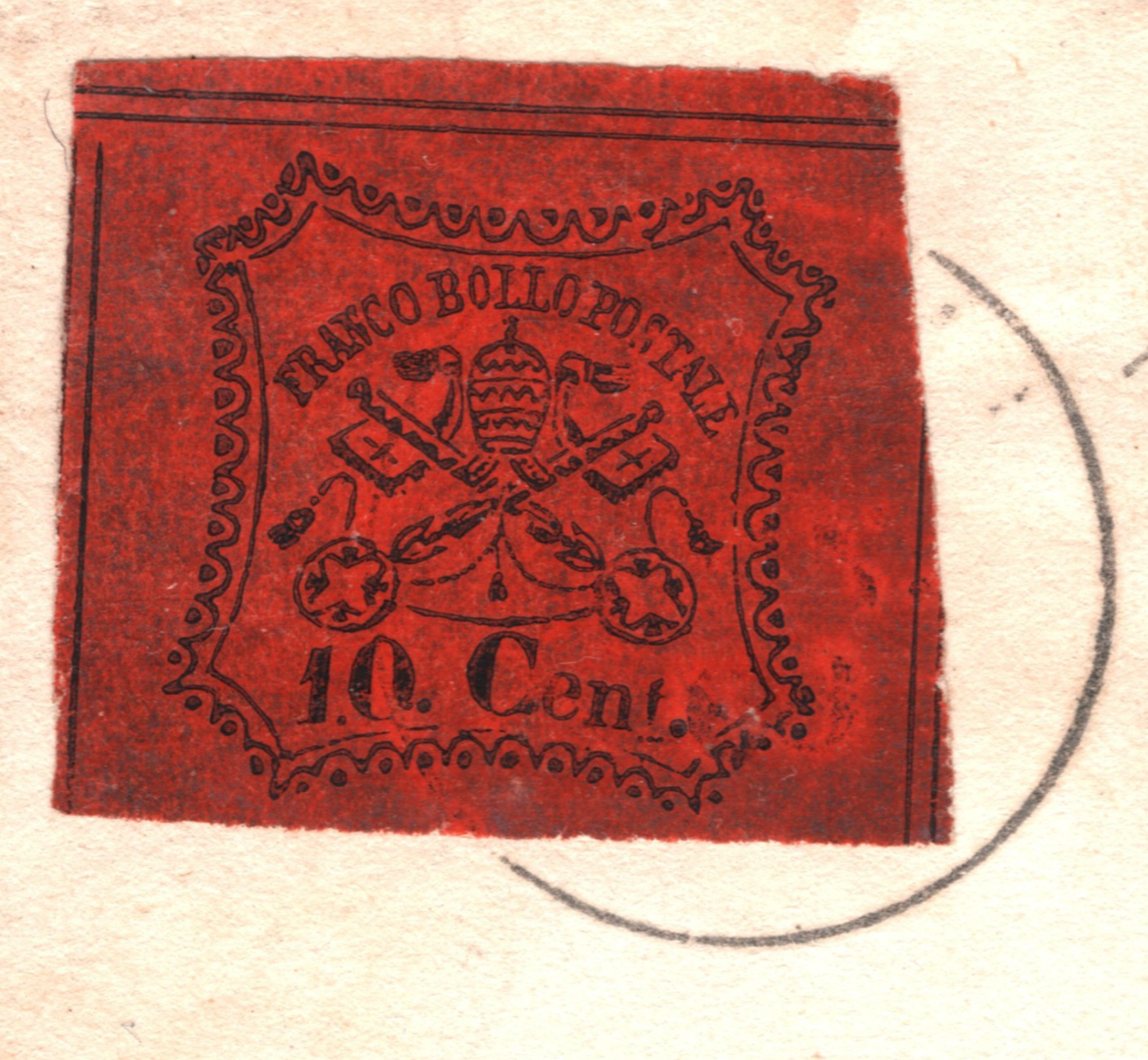 Italy PAPAL STATES Cover 20c Black/Copper Red 1868 Scott.16 c$235 {samwells}F05a - Image 3