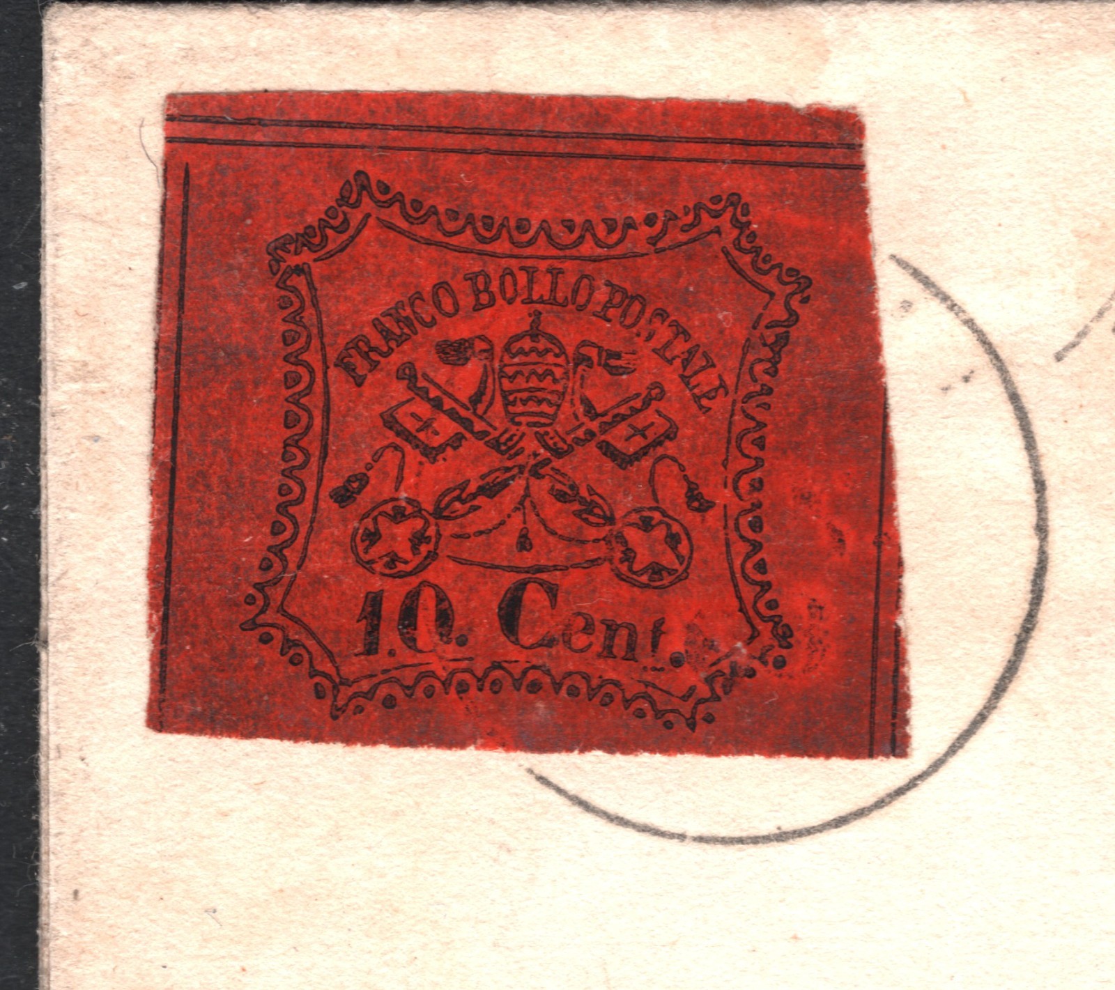 Italy PAPAL STATES Cover 20c Black/Copper Red 1868 Scott.16 c$235 {samwells}F05a - Image 8