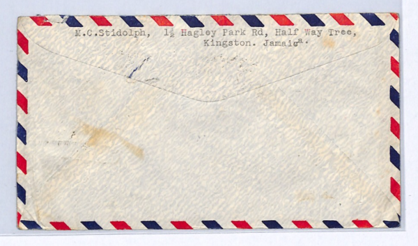 JAMAICA KGVI 6d Block Cover *CLIPPER* Air Mail Kingston THOS COOK London XW312 - Image 4