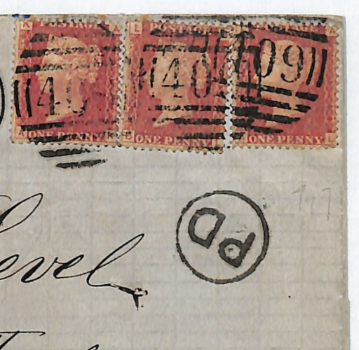 JERSEY 409 GB Channel Islands QV Penny Red{3} Cover *PD* BLACK 1872 St Malo WS13 - Image 5