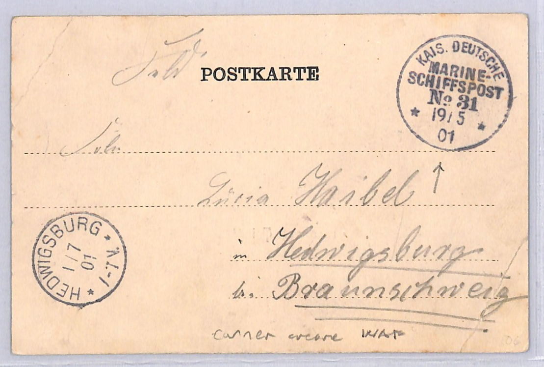 KIAUTSCHAU China GRUSS AUS Card TSINGTAO *SCHIFFSPOST No.31* CDS Ship Cancel WK5 - Image 4