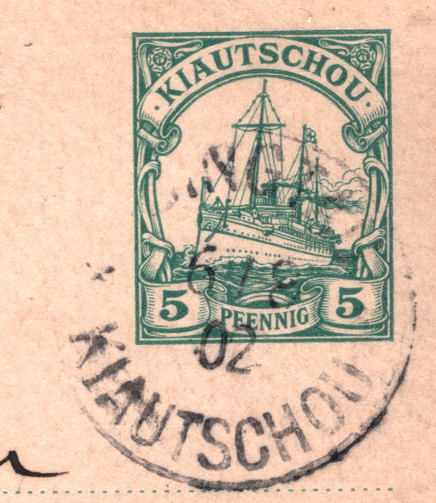 KIAUTSCHOU China GERMANY COLS Stationery Card 5pf YACHT 1902 *TSINGTAO* CDS WO30 - Image 5