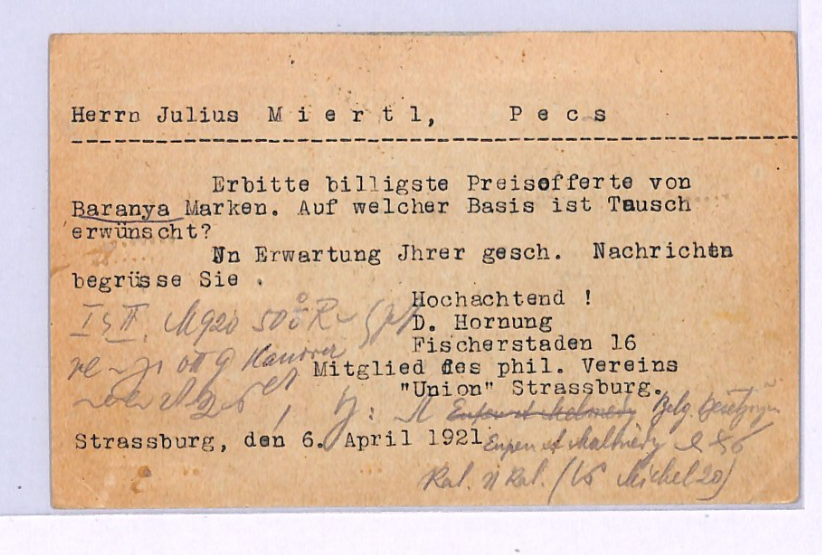 KOMITAT *BARANYA* Pecs 1921 France Card OVAL CENSOR Rare HUNGARY/SERBIA XV65 - Image 5