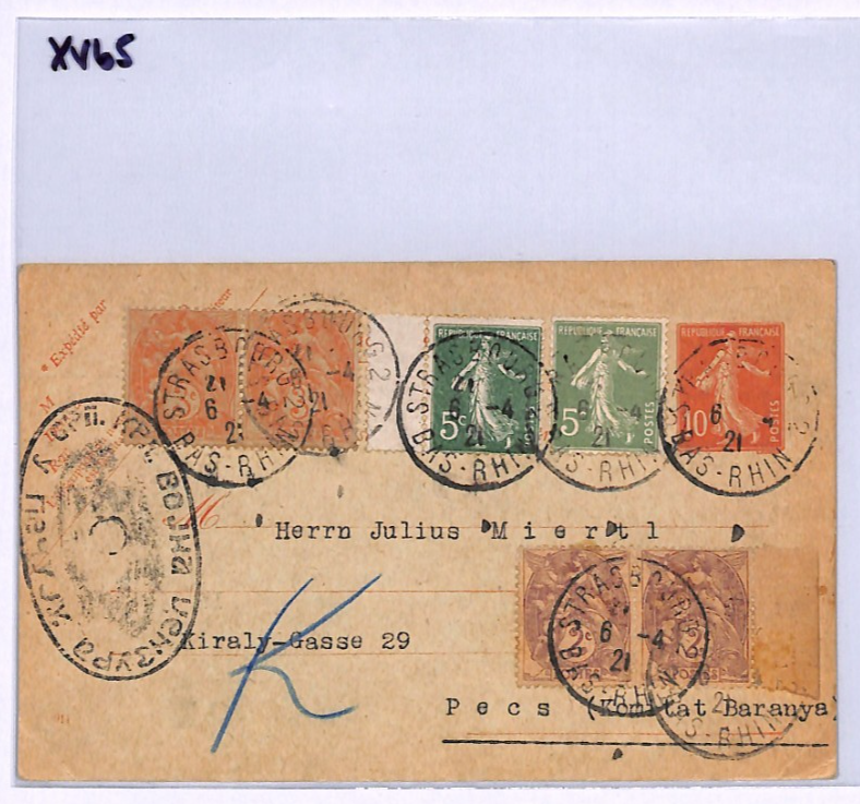 KOMITAT *BARANYA* Pecs 1921 France Card OVAL CENSOR Rare HUNGARY/SERBIA XV65 - Image 8