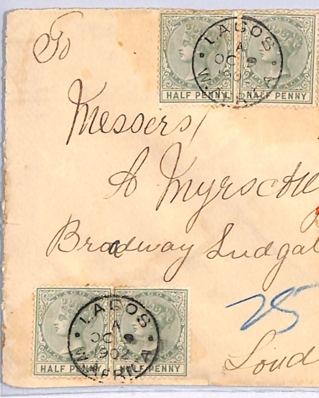 LAGOS Nigeria QV Cover Registered 1902 GB London{samwells-covers}WN110 - Image 3