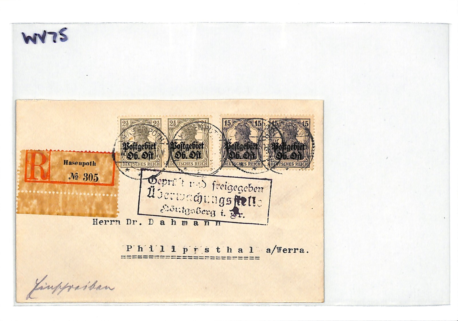 LATVIA WW1 Cover *OB OST* (Russia) Germany Occupation HASENPOTH Reg 1918 WV75 - Image 11