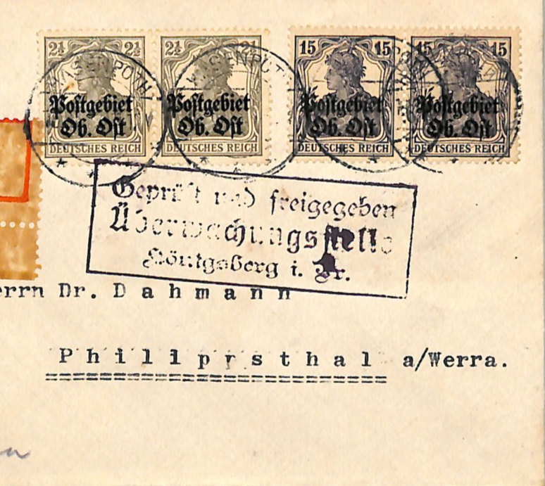 LATVIA WW1 Cover *OB OST* (Russia) Germany Occupation HASENPOTH Reg 1918 WV75 - Image 4