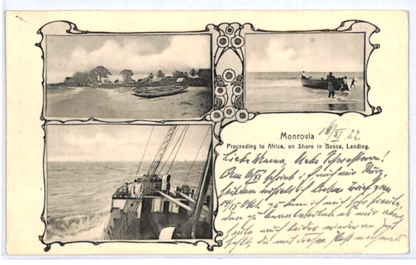 LIBERIA UPU Postcard Monrovia Boat Landing Bassa 1905 Multi-View {samwells}PX142 - Image 4