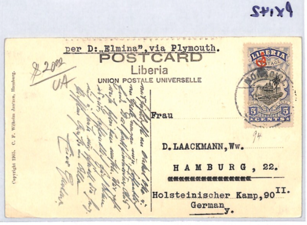 LIBERIA UPU Postcard Monrovia Boat Landing Bassa 1905 Multi-View {samwells}PX142 - Image 7
