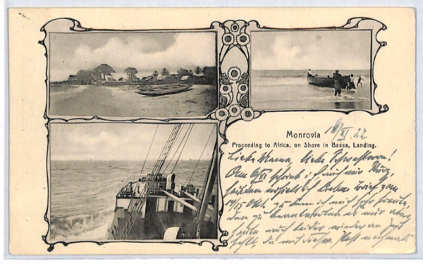 LIBERIA UPU Postcard Monrovia Boat Landing Bassa 1905 Multi-View {samwells}PX142 - Image 10