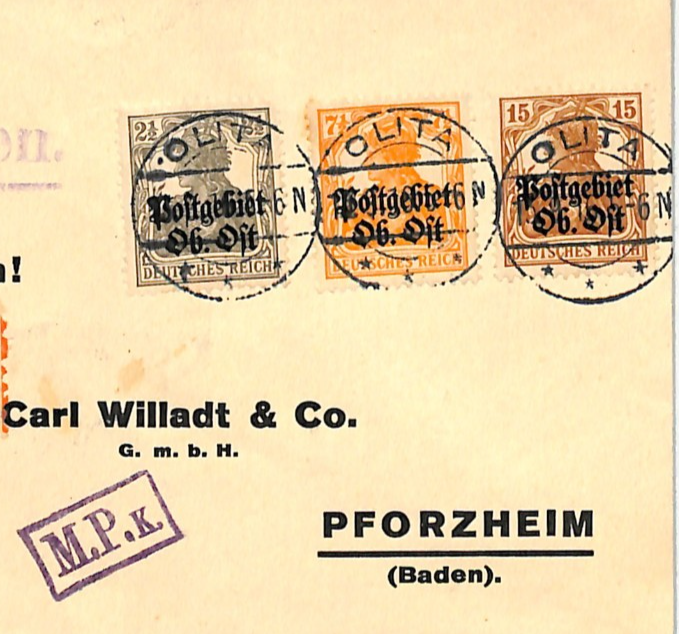 LITHUANIA WW1 Cover OB OST (Russia) Germany Occ *OLITA* (Herren) Reg 1916 WV81 - Image 7