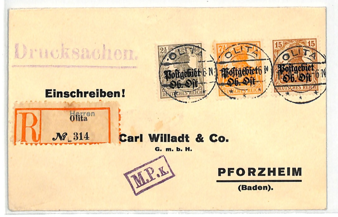 LITHUANIA WW1 Cover OB OST (Russia) Germany Occ *OLITA* (Herren) Reg 1916 WV81 - Image 2