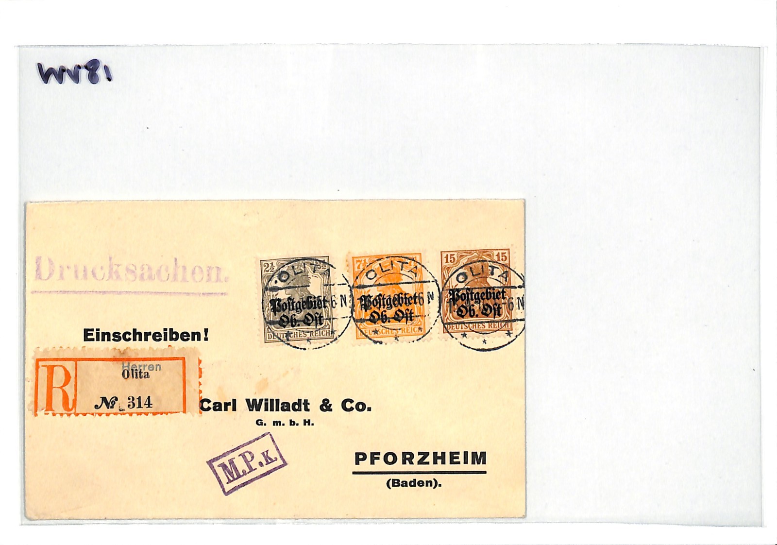 LITHUANIA WW1 Cover OB OST (Russia) Germany Occ *OLITA* (Herren) Reg 1916 WV81 - Image 5