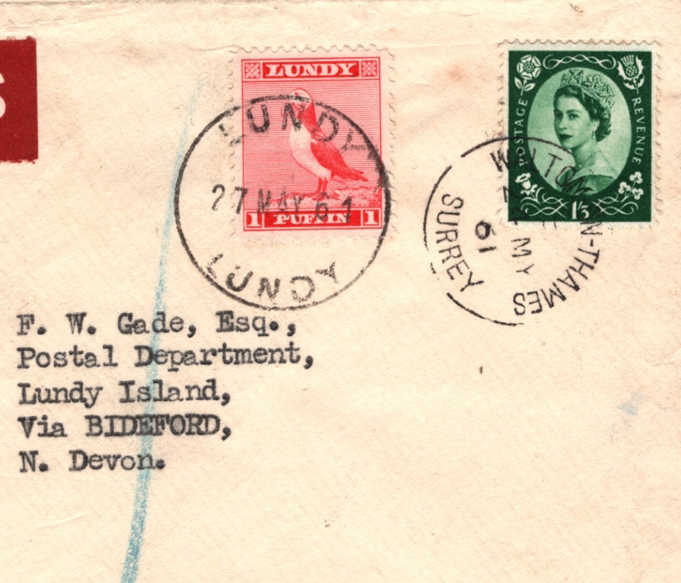 LUNDY LOCALS GB Cover 1961 Surrey Wilton *F.W.GADE* Devon Bideford Express i92