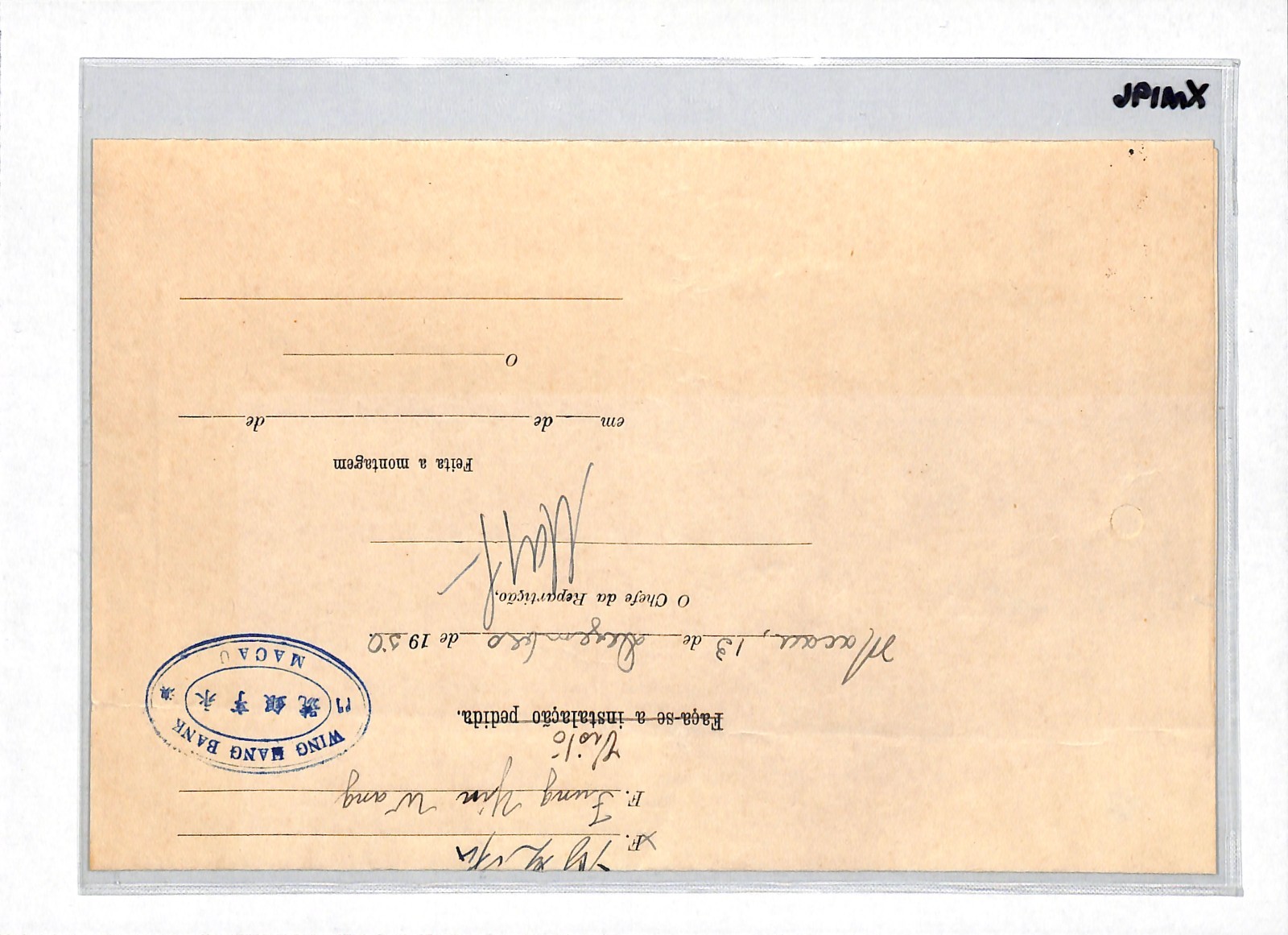 MACAU Document 10a *DRAGON* Postage FISCAL Use 1950 CHINA Wing Hang Bank XM196 - Image 13