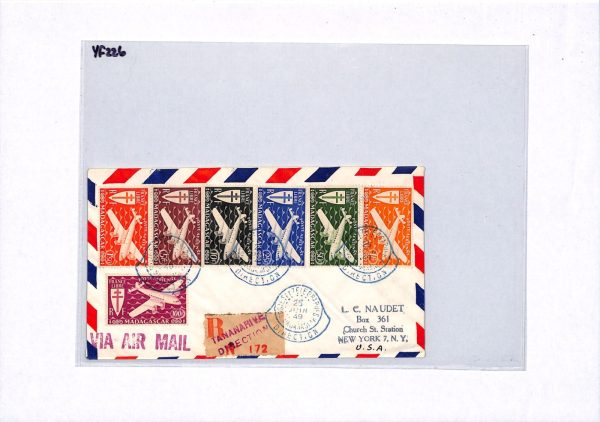 MADAGASCAR Cover Air HIGH VALUES 1941 Set{7} PLANES France Cols Reg'd 1949 YF226 - Image 12