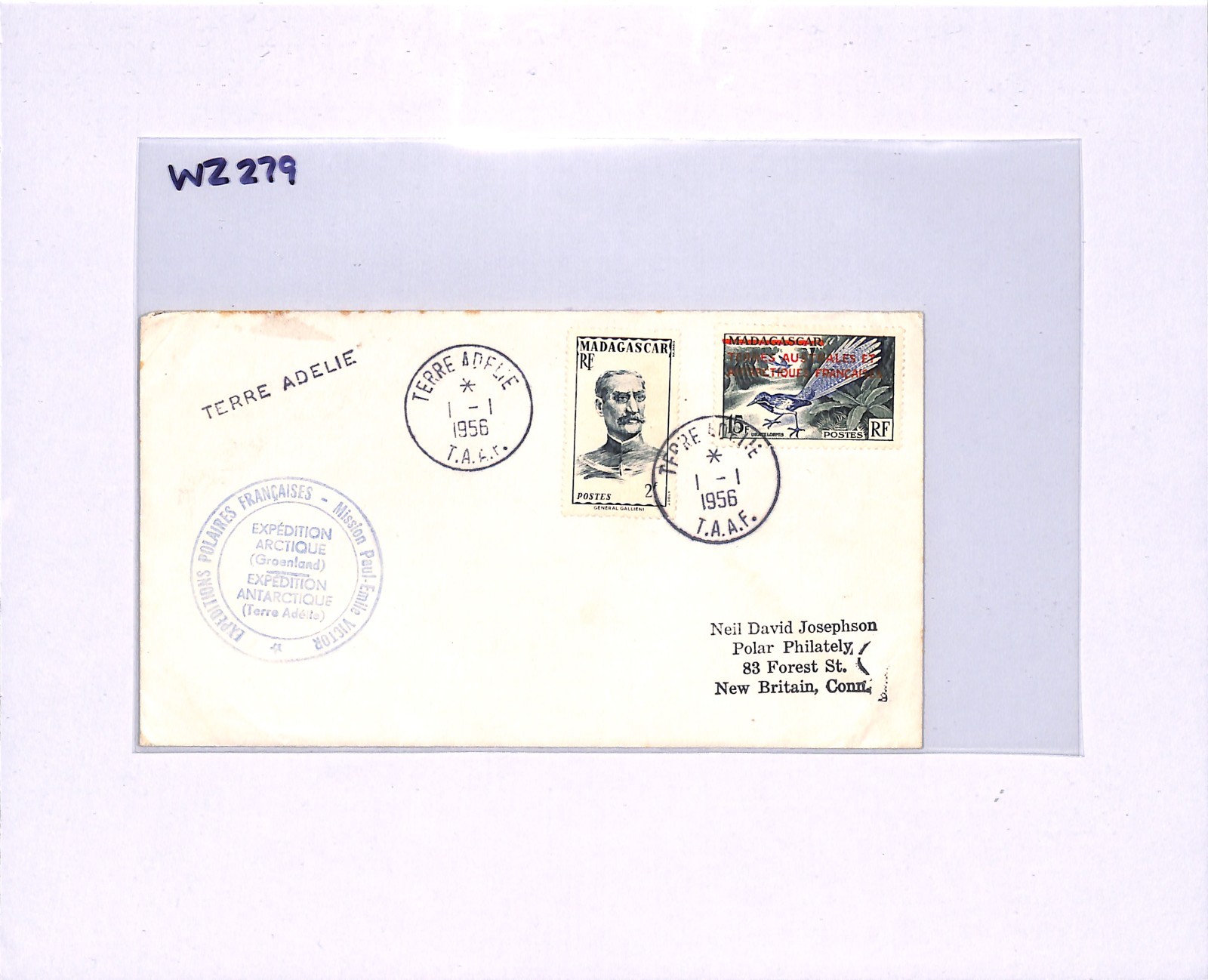 MADAGASCAR France Cols TAAF Early *MIXED FRANKING* Cover 1956 ANTARCTIC WZ279 - Image 12
