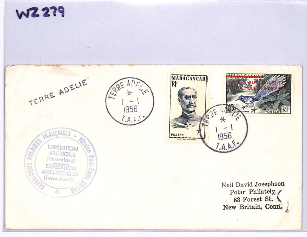 MADAGASCAR France Cols TAAF Early *MIXED FRANKING* Cover 1956 ANTARCTIC WZ279 - Image 8
