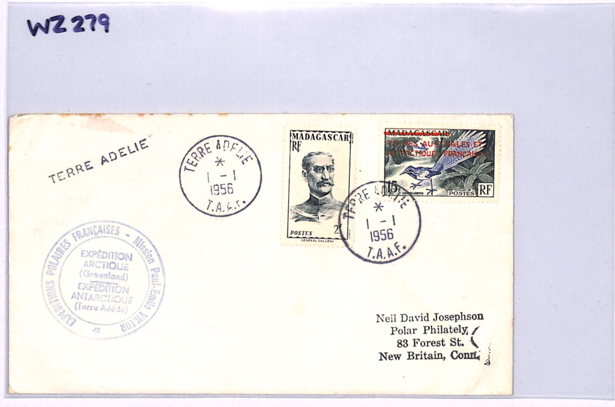 MADAGASCAR France Cols TAAF Early *MIXED FRANKING* Cover 1956 ANTARCTIC WZ279 - Image 10