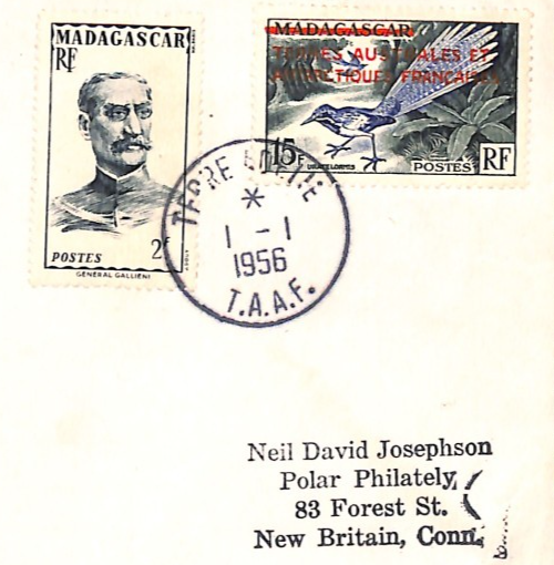 MADAGASCAR France Cols TAAF Early *MIXED FRANKING* Cover 1956 ANTARCTIC WZ279