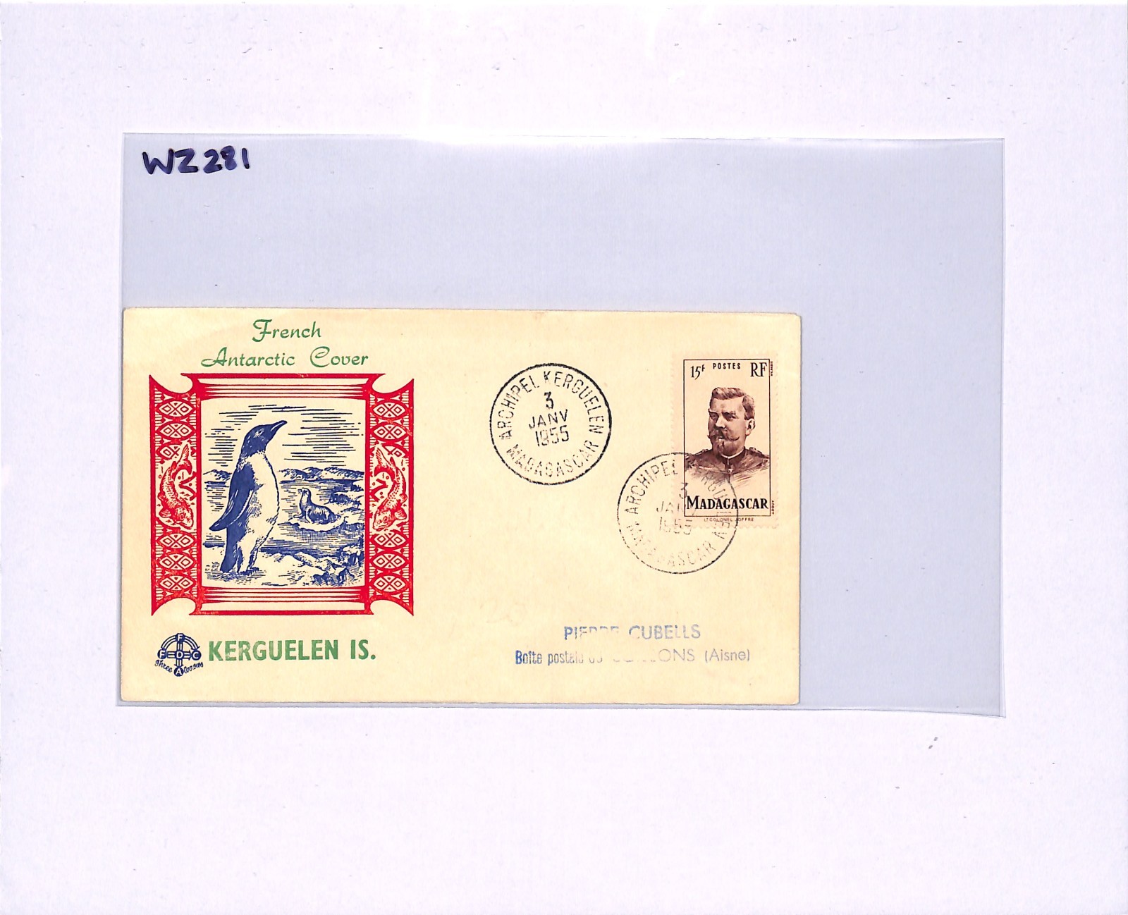 MADAGASCAR Used TAAF France Cols PENGUIN *Kerguelen* Cover 1955 ANTARCTIC WZ281 - Image 12