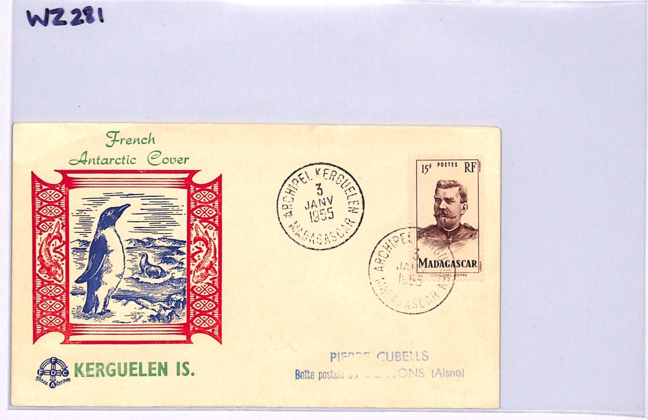 MADAGASCAR Used TAAF France Cols PENGUIN *Kerguelen* Cover 1955 ANTARCTIC WZ281 - Image 10