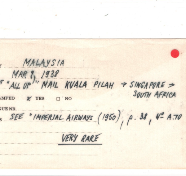 MALAYA *NEGRI SEMBILAN* Air 1938 Cover FIRST FLIGHT All-Up JO'BURG {Joffe}KT101 - Image 5