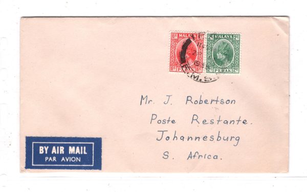 MALAYA *PERAK* Air Mail 1938 Cover FIRST FLIGHT All-Up JO'BURG {Joffe}KT100 - Image 3