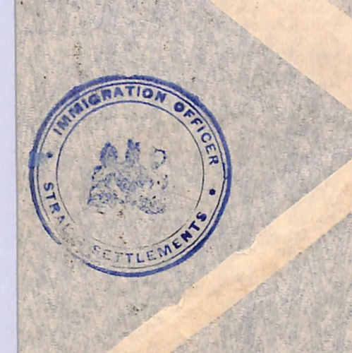 MALAYA STRAITS Cover *IMMIGRATION OFFICER* Cachet PENANG 1937 Mixed Reigns WM33 - Image 3