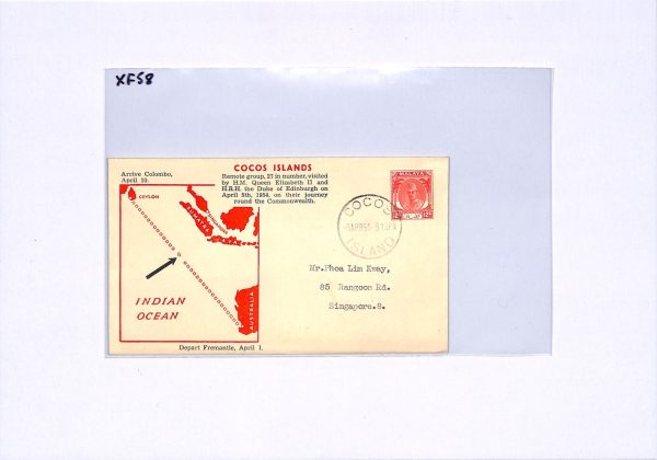 MALAYA USED COCOS ISLANDS Air Mail Cover 1954 Singapore{Samwells-covers}XF58 - Image 4