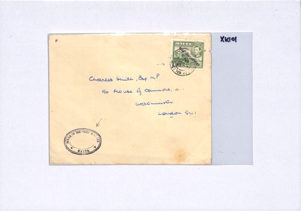 MALTA Official Cover PRIME MINISTER OFFICE GB London HOUSE OF COMMONS 1948 XK101 - Image 4