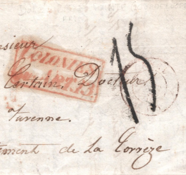 MARTINIQUE Cover 1850 *Basse Pointe* Letter COLONIES/ART.13 Cachet France XG96