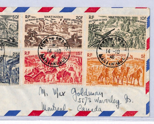 MARTINIQUE Cover 1946 AIR MAIL Set{6} France Cols Flown Canada {samwells}YF212 - Image 9