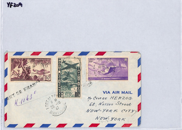 MARTINIQUE Cover 1947 Air *HIGH VALUES* France Cols 200f ALBATROSS BIRDS YF209 - Image 11