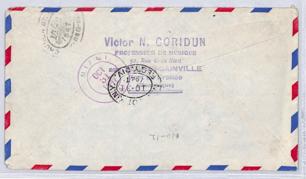MARTINIQUE Cover 1947 Air *HIGH VALUES* France Cols 200f ALBATROSS BIRDS YF209 - Image 4