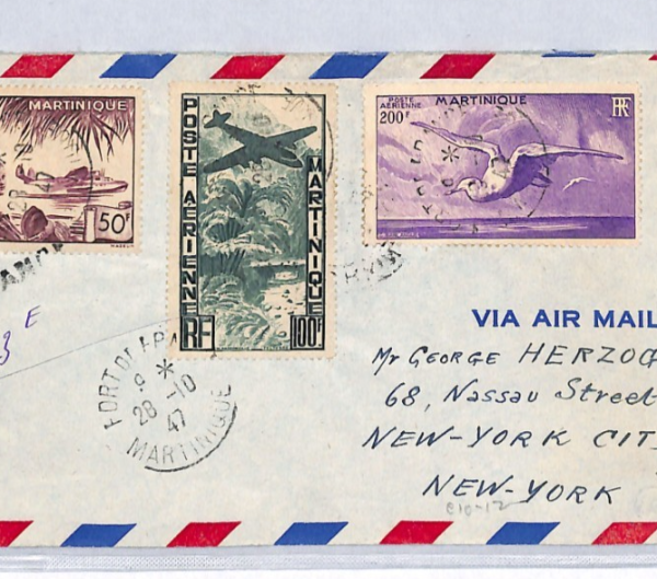 MARTINIQUE Cover 1947 Air *HIGH VALUES* France Cols 200f ALBATROSS BIRDS YF209