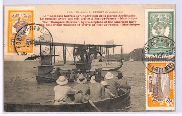 MARTINIQUE Postcard 1925 PPC Hydravion SEA-PLANE *USA NAVY FLIGHT* Arrival XH90 - Image 6