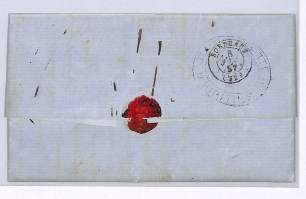 MAURITIUS Cover EL Port Louis 1857 STEAMER AZOFF France Bordeaux{samwells}XG91 - Image 4