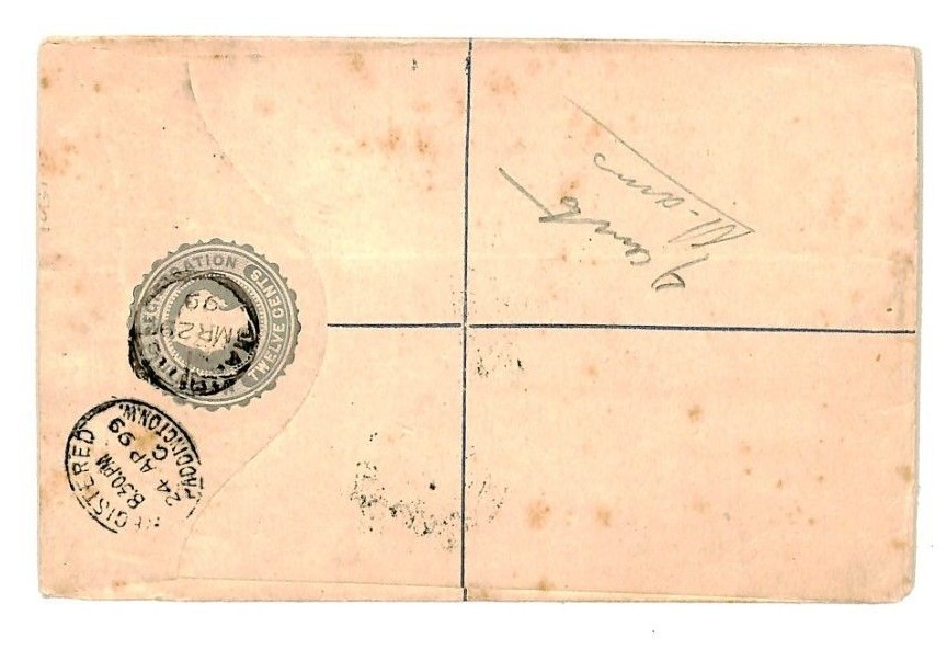 MAURITIUS Cover QV Registered Stationery Uprated 18c ARMS 1899 Paddington W210a - Image 3