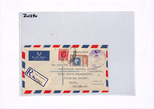 MAURITIUS KGVI Air Cover MEDICAL OFFICIAL 1948 Geneva *WHO* WORLD HEALTH ZN280 - Image 12