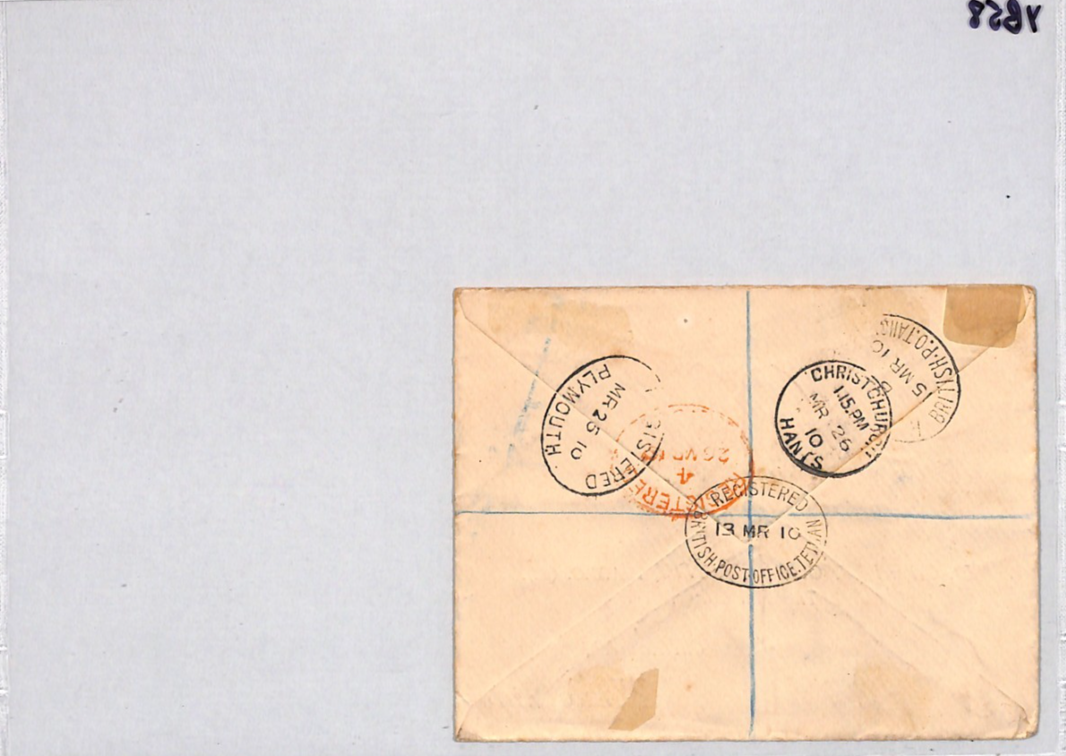 MOROCCO AGENCIES (GB) Overprint KEVII Cover *TETUAN* Registered 1910 Hants YB58 - Image 12